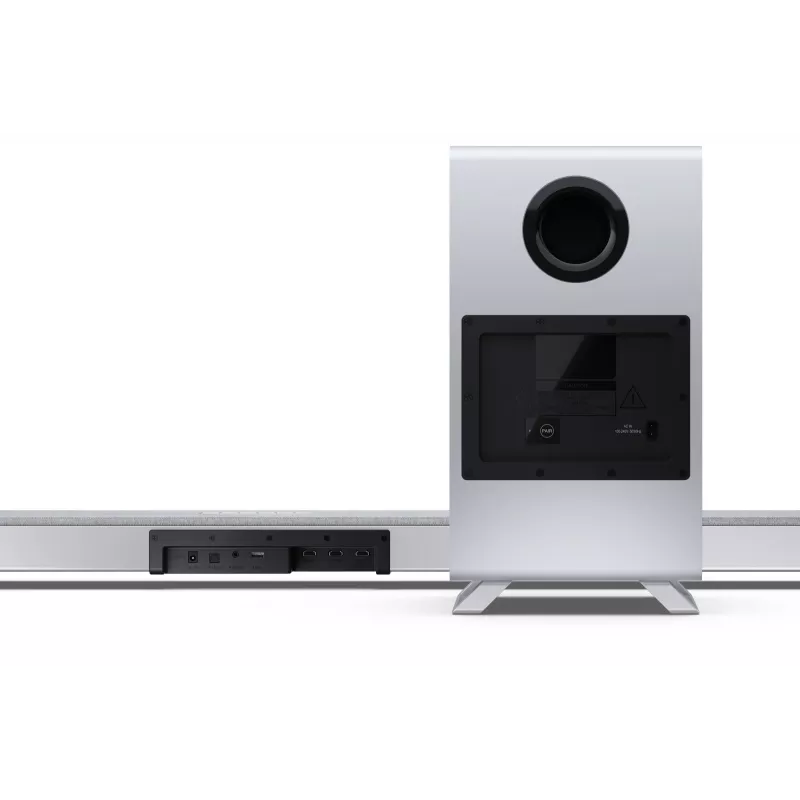 Sharp HT-SBW55121(SL) 5.1.2 Dolby Atmos/DTS:X Soundbar mit kabellosem Subwoofer, 650 W, Bluetooth, Silber