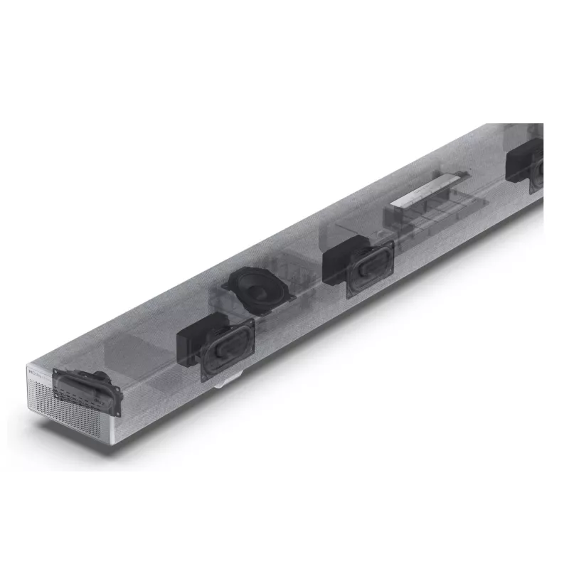 Sharp HT-SBW55121(SL) 5.1.2 Dolby Atmos/DTS:X Soundbar mit kabellosem Subwoofer, 650 W, Bluetooth, Silber
