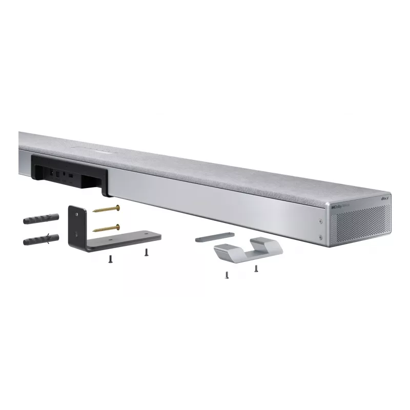 Sharp HT-SBW55121(SL) 5.1.2 Dolby Atmos/DTS:X Soundbar mit kabellosem Subwoofer, 650 W, Bluetooth, Silber