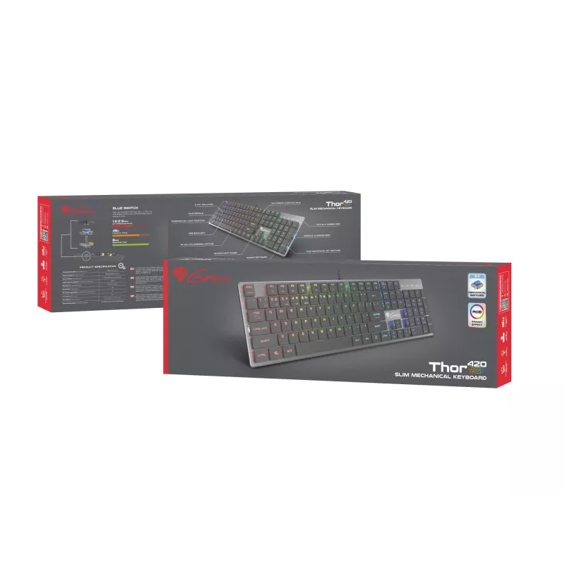 GENESIS Thor 420 RGB Tastatur Gaming USB QWERTY US International Silber