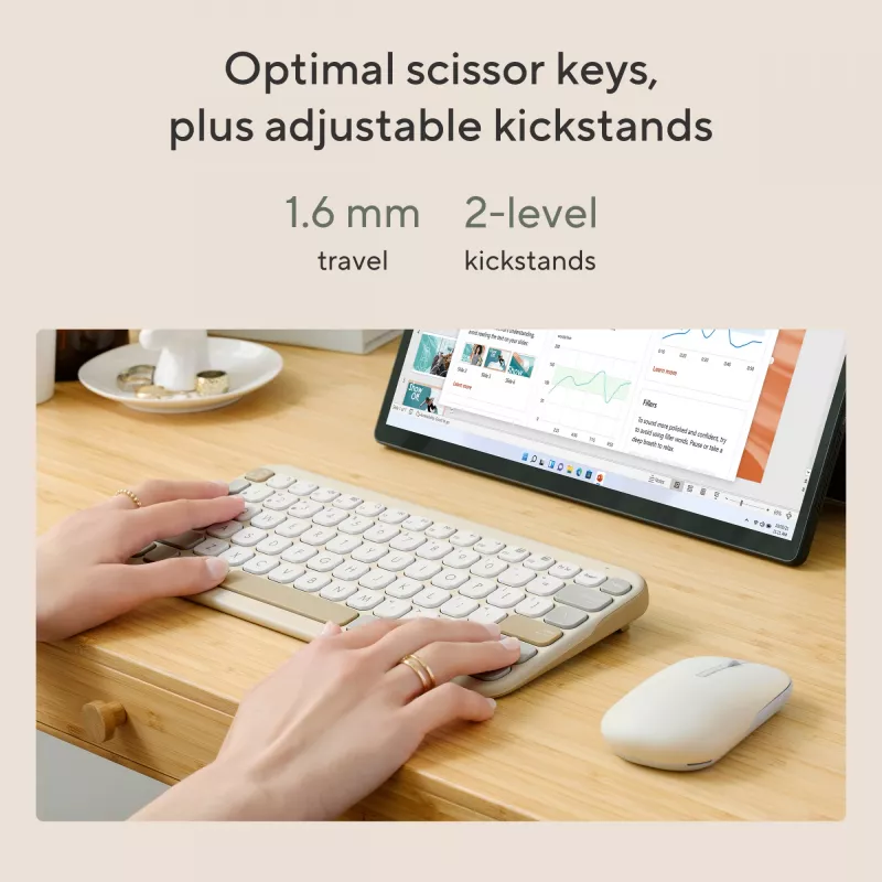 Wireless Bluetooth Keyboard ASUS Marshmallow KW100 — US International Layout, Oat Milk