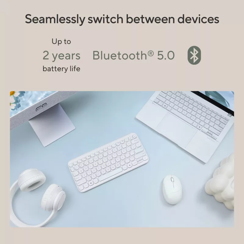 Wireless Bluetooth Keyboard ASUS Marshmallow KW100 — US International Layout, Oat Milk