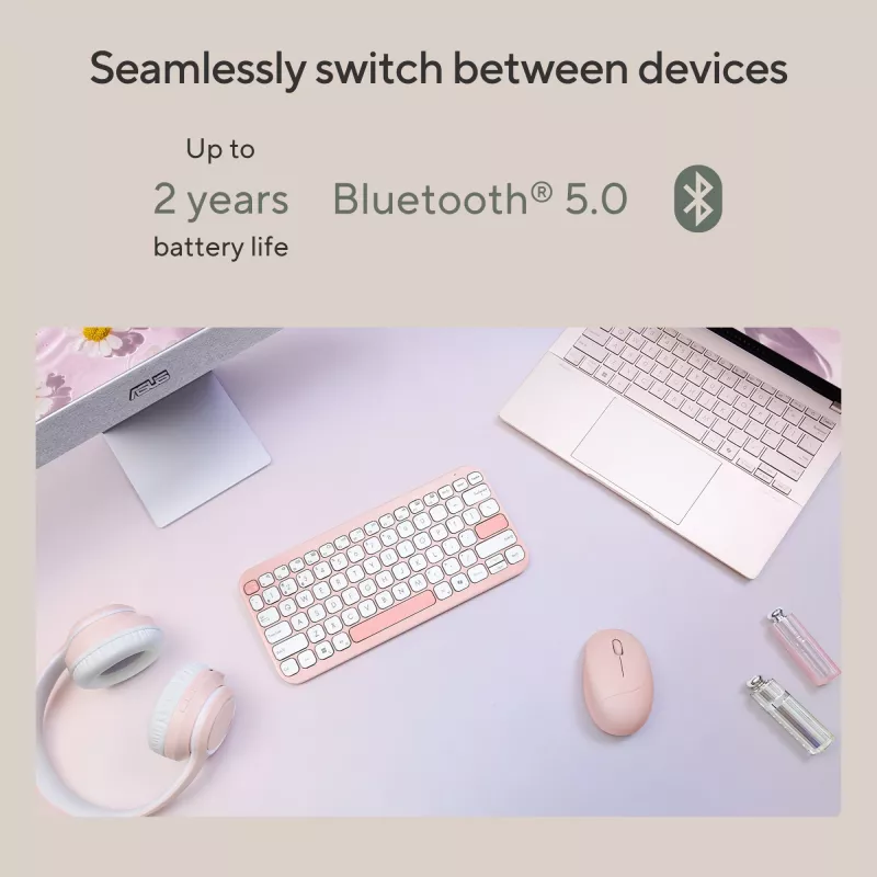 Wireless Bluetooth Keyboard ASUS Marshmallow KW100 — US International Layout, Oat Milk