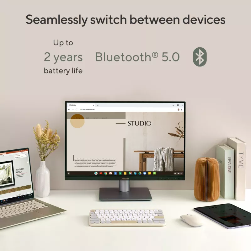 Wireless Bluetooth Keyboard ASUS Marshmallow KW100 — US International Layout, kompaktes Design