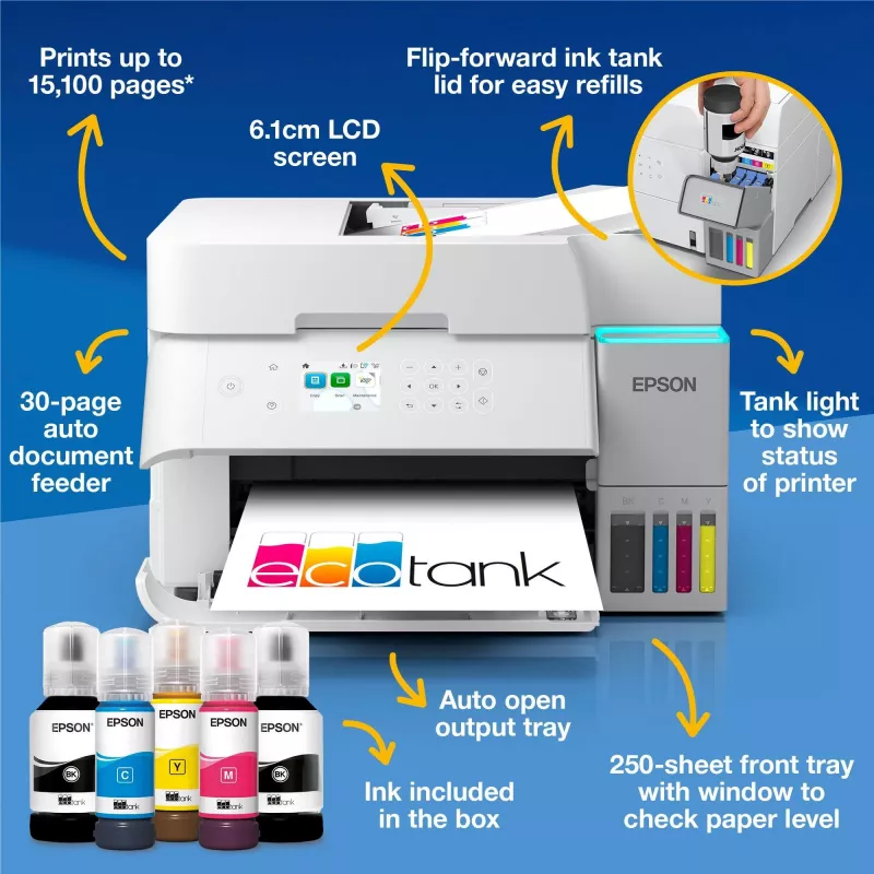 Multifunktions-Tintenstrahldrucker Epson EcoTank L6376 — Farbe, A4, 4800 x 1200 DPI, 35 ppm, Wi‑Fi, Ethernet, Duplex