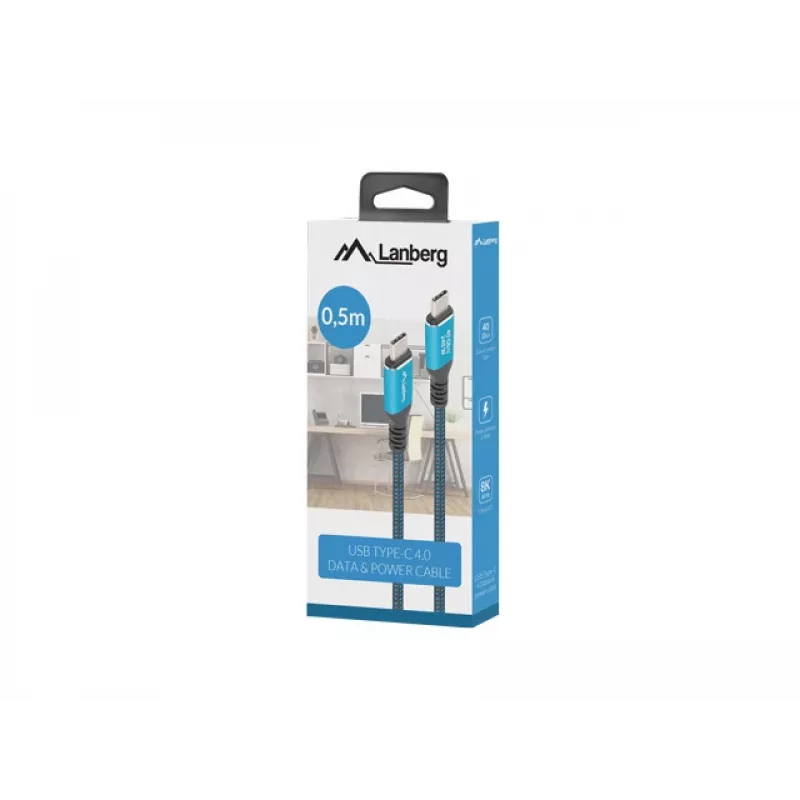 Lanberg CA-CMCM-44CU-0005-BK USB-C-Kabel (St./St.) USB4, 0,5 m, 240 W, 8K 60 Hz