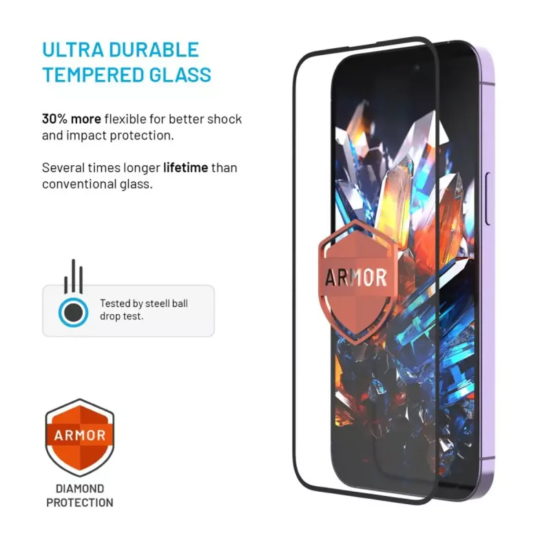 Displayschutzfolie FIXED für Apple iPhone 17 Pro — gehärtetes Glas, schwarz, Armor-Design, Anti-Staub-Applikator, AR-Schicht