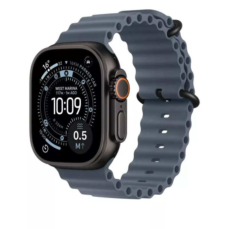 APPLE 49mm Anchor blue Ocean Band – Schwarze Titanoberfläche