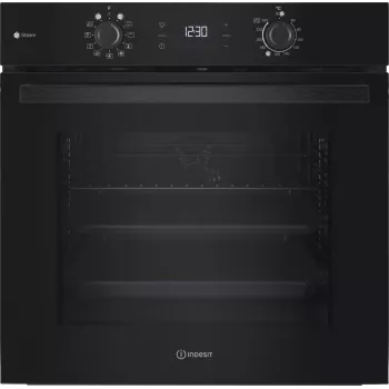 Einbau-Elektroherd INDESIT IO K58HS B — 71 L, Hydrolytische Reinigung, Konvektion, Grill, Dampf