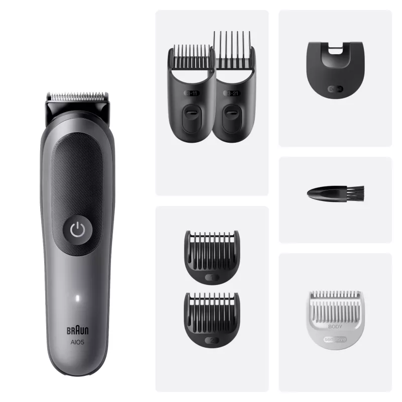 Braun Series 5 AIO5520 All-in-One 7-in-1-Pflegeset, kabellos, 14 Längeneinstellungen, Schwarz