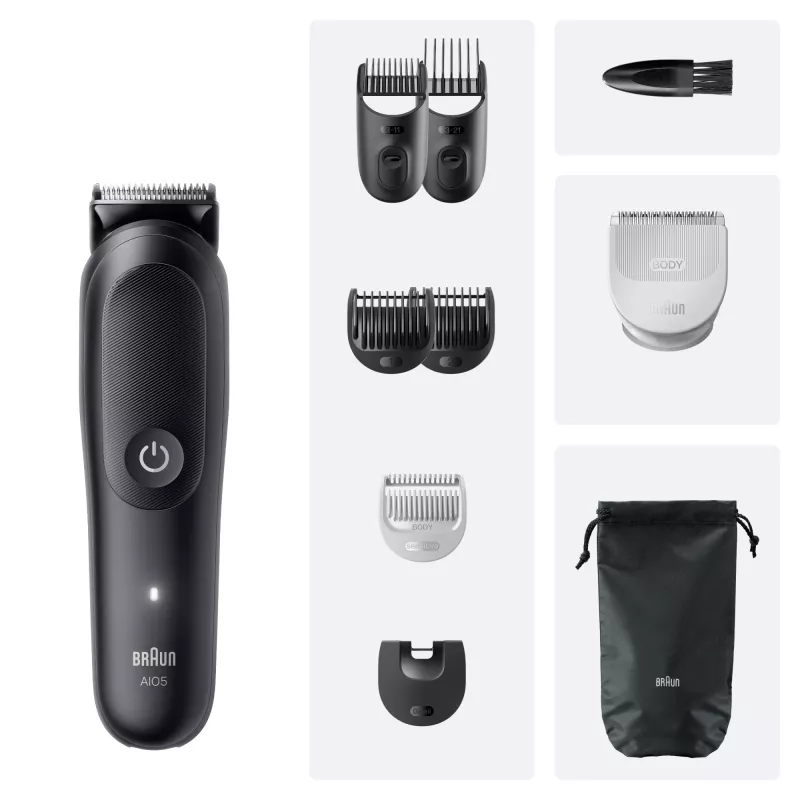 Braun Series 5 AIO5540 All-In-One Style Kit 9-in-1 Haarschneider, abwaschbar, Schwarz