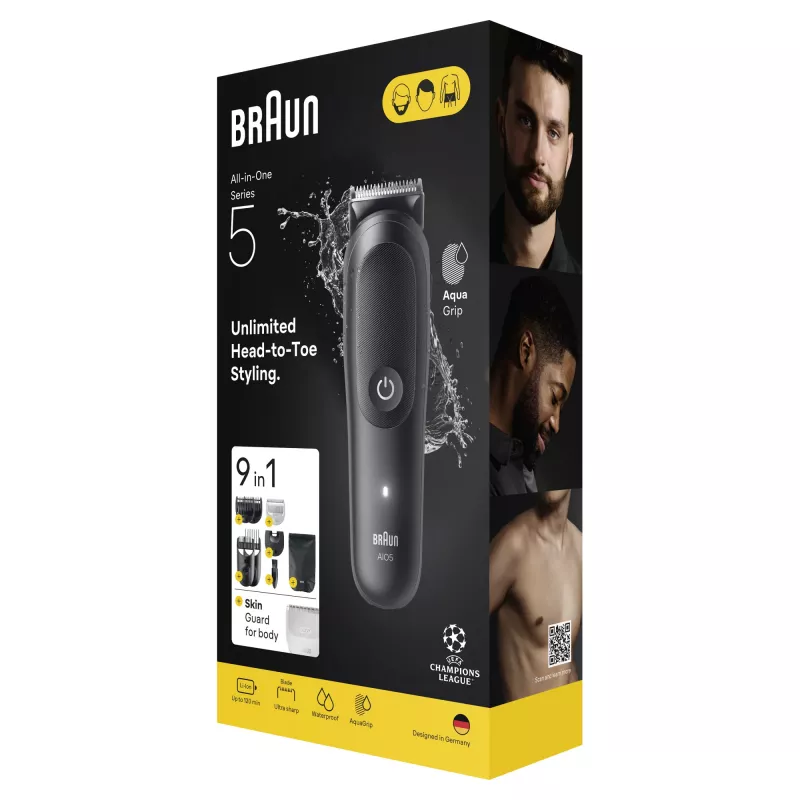 Braun Series 5 AIO5540 All-In-One Style Kit 9-in-1 Haarschneider, abwaschbar, Schwarz