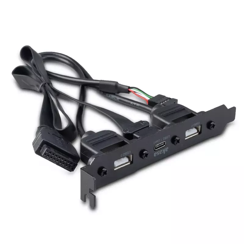 Akasa AK-CBUB53-40BK internes USB 3.0/2.0 auf externes USB-C und 2x USB 2.0 Typ-A Adapterkabel, 40 cm, Schwarz