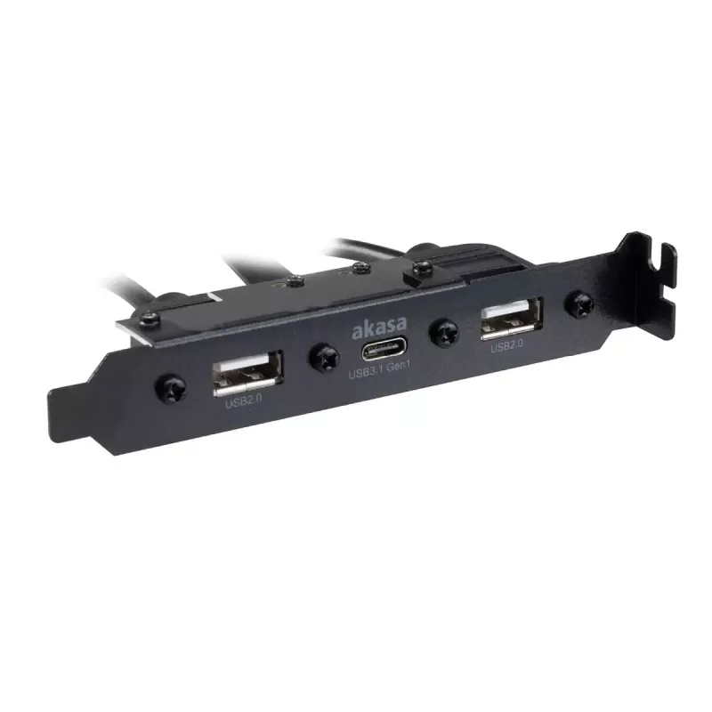 Akasa AK-CBUB53-40BK internes USB 3.0/2.0 auf externes USB-C und 2x USB 2.0 Typ-A Adapterkabel, 40 cm, Schwarz
