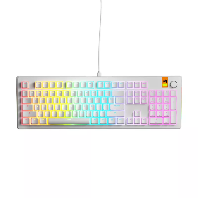 Glorious GMMK 3 HE 100 % Prebuilt kabelgebundene Gaming-Tastatur, Fox HE Switches, ANSI US, Weiß