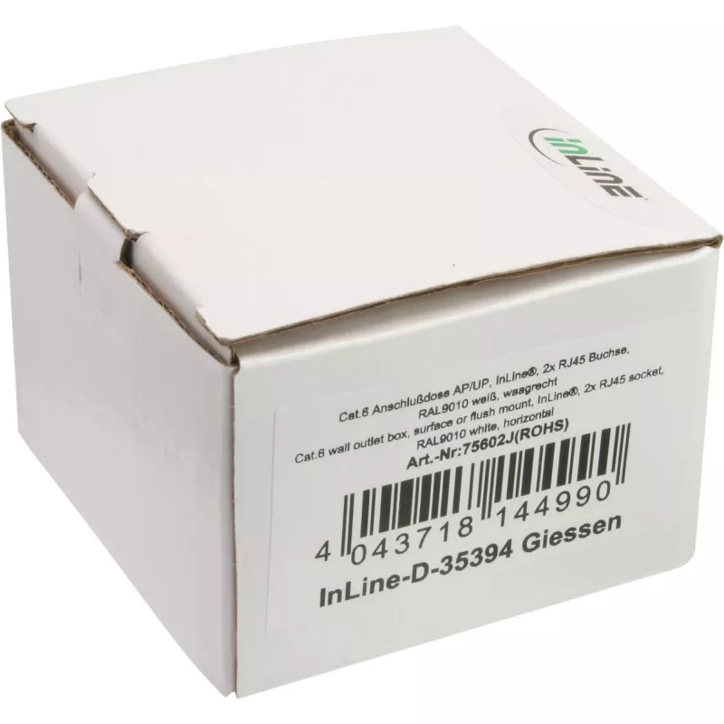 Wandanschlussdose InLine Cat.6 2x RJ45 horizontal — Aufputz- oder Unterputzmontage