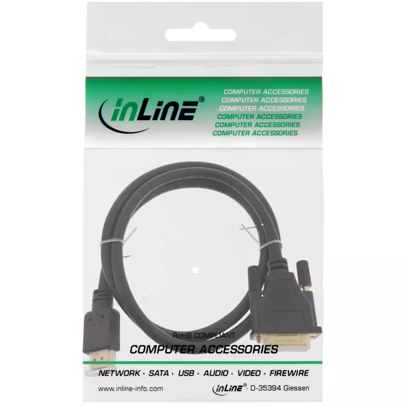 InLine HDMI auf DVI Kabel Stecker / 18+1 Stecker vergoldet 1,5m