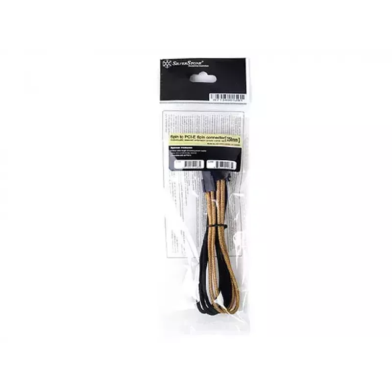 SilverStone PP07-IDE6BG 6-Pin-PCIe-auf-6-Pin-PCIe-Verlängerungskabel, 250 mm, Schwarz/Gold