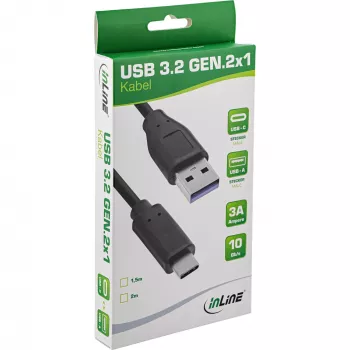 USB 3.2 Gen.1x2 Kabel InLine 35714 1,5m USB-C Stecker USB-A Stecker Schwarz