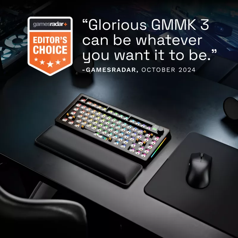 Glorious GMMK 3 Pro 75% Barebone Gaming-Tastatur GLO-KB-GMMK3-PRO-75-BB-W-BLK-US, kabelgebunden, ANSI-US-Layout, schwarz