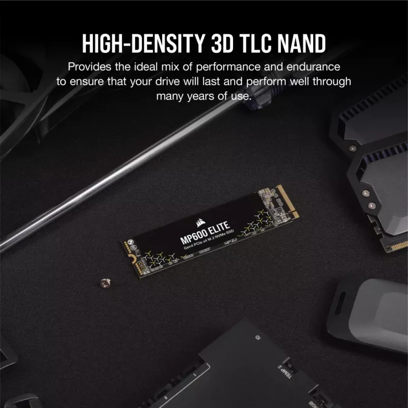 Corsair MP600 Elite CSSD-F1000GBMP600ENH SSD, 1 TB, M.2 2280, PCIe 4.0 x4 NVMe, 3D TLC, 256-Bit-AES-Verschlüsselung