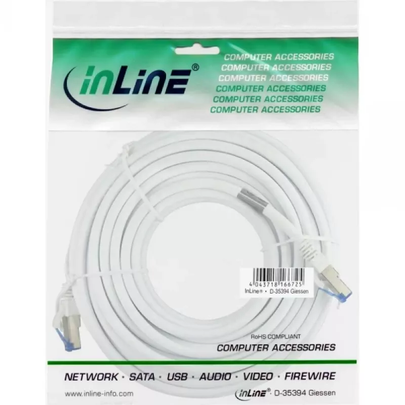 InLine Patch Kabel S/FTP PiMF Cat.6A halogen free 500MHz white 1m