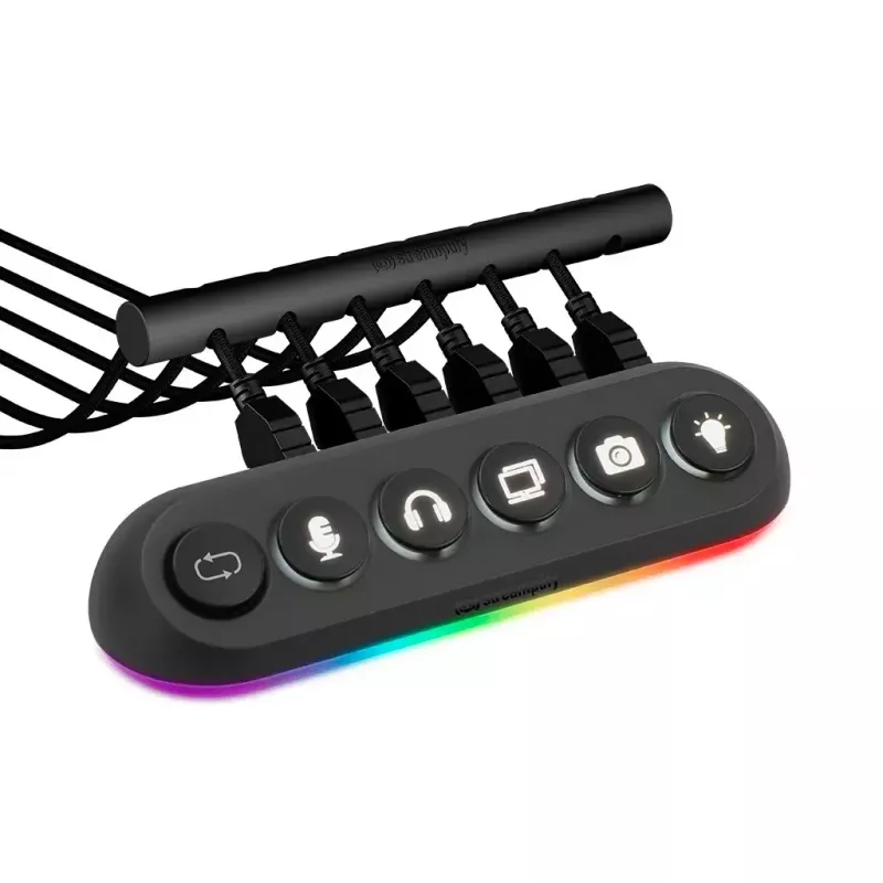 Streamplify HUB DECK 5 USB-Hub, 4x USB 3.0, 1x USB 2.0, RGB, 12V, EU-Netzkabel, schwarz