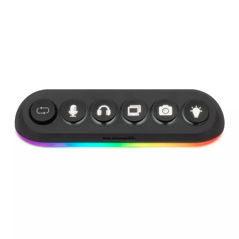 Streamplify HUB DECK 5 USB-Hub, 4x USB 3.0, 1x USB 2.0, RGB, 12V, EU-Netzkabel, schwarz