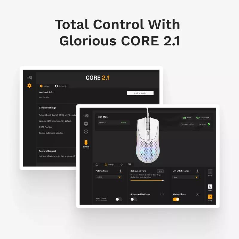 Glorious Gaming Glorious Model O 2 Mini - Mattweiß, Rechtshänder, Optisch, USB Typ-A, 26000 DPI, Weiß