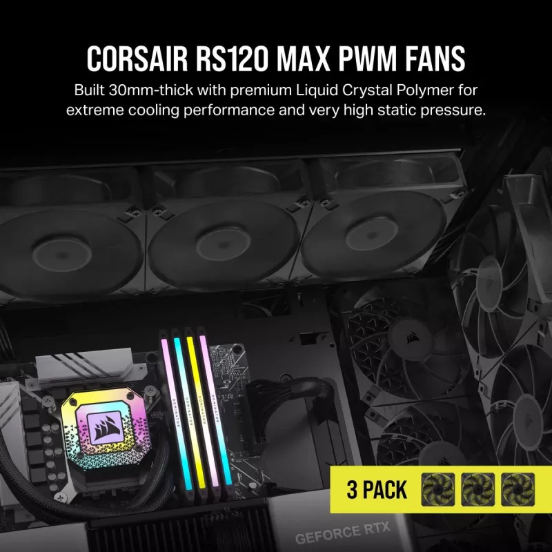 Lüfter Corsair RS120 MAX 12 cm Schwarz 2000 RPM 3 Stück