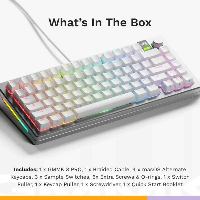 Glorious GMMK 3 Pro 75% Custom Gaming-Tastatur, Pre-Built, kabelgebunden, Fox Switches, ANSI (US), silber
