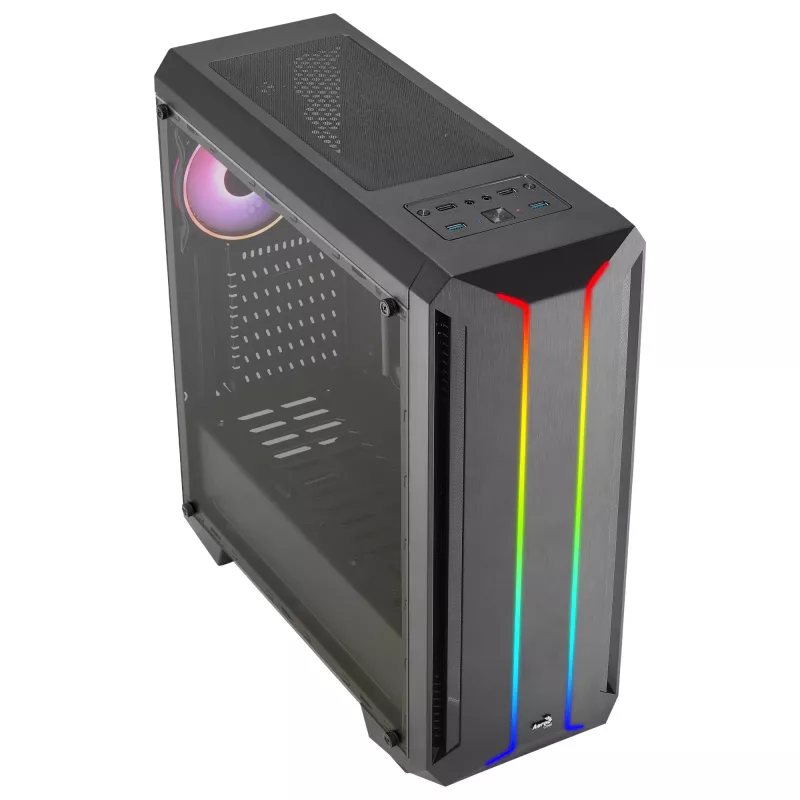 Aerocool SKYLINEV2BK PC ATX Case Dual Front Panel LED ARGB Fan ARGB 12cm Schwarz