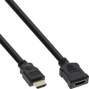 InLine HDMI-Kabel, High Speed HDMI-Kabel, M/F, schwarz, vergoldete Kontakte, 5 m