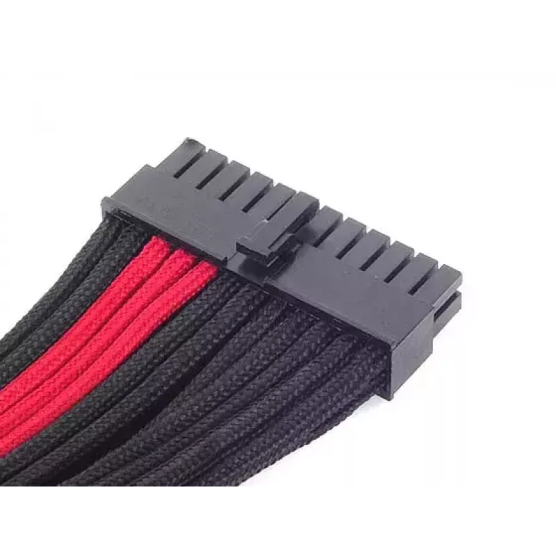 SilverStone SST-PP07-MBBR ATX-24-Pin-Verlängerungskabel, 0,3 m, schwarz/rot
