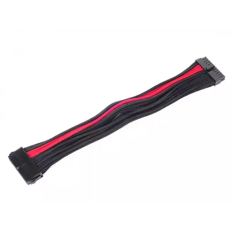 SilverStone SST-PP07-MBBR ATX-24-Pin-Verlängerungskabel, 0,3 m, schwarz/rot