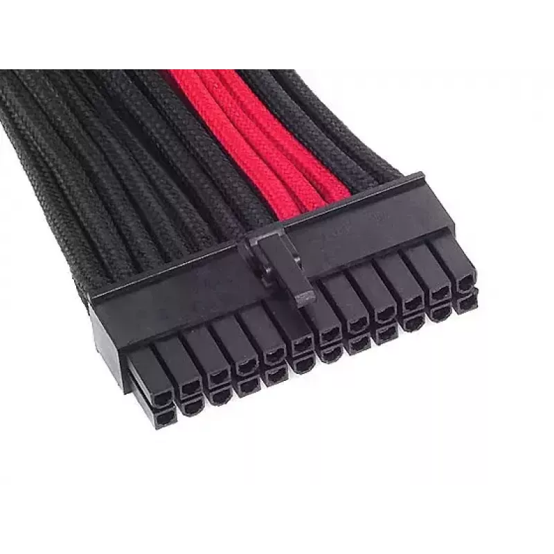 SilverStone SST-PP07-MBBR ATX-24-Pin-Verlängerungskabel, 0,3 m, schwarz/rot