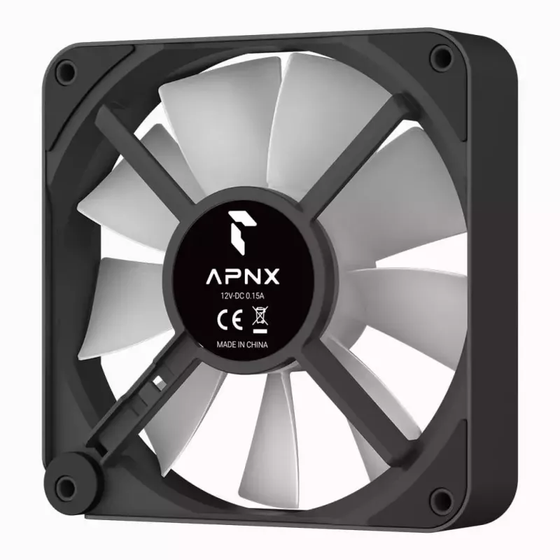 APNX FP2-120 PWM ARGB Gehäuselüfter, 120 mm, 500–1800 U/min, 83,85 CFM, 34,8 dB, schwarz