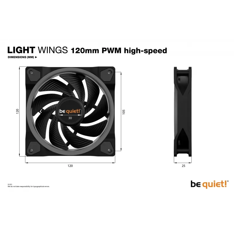 be quiet! Light Wings 120mm ARGB PWM High Speed Lüfter Schwarz