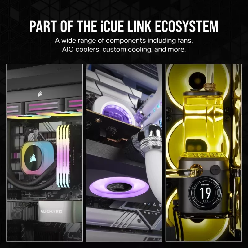 Corsair iCUE LINK RX140 RGB Lüfter, 14 cm, Schwarz, 300–1700 U/min, Magnetlager