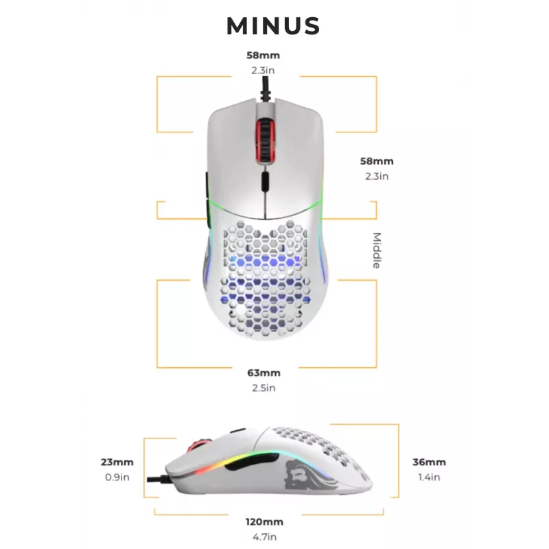 Glorious Gaming Glorious Model O- Maus Regular (Weiß), Rechtshändig, Optisch, USB Typ-A, 3200 DPI, Weiß