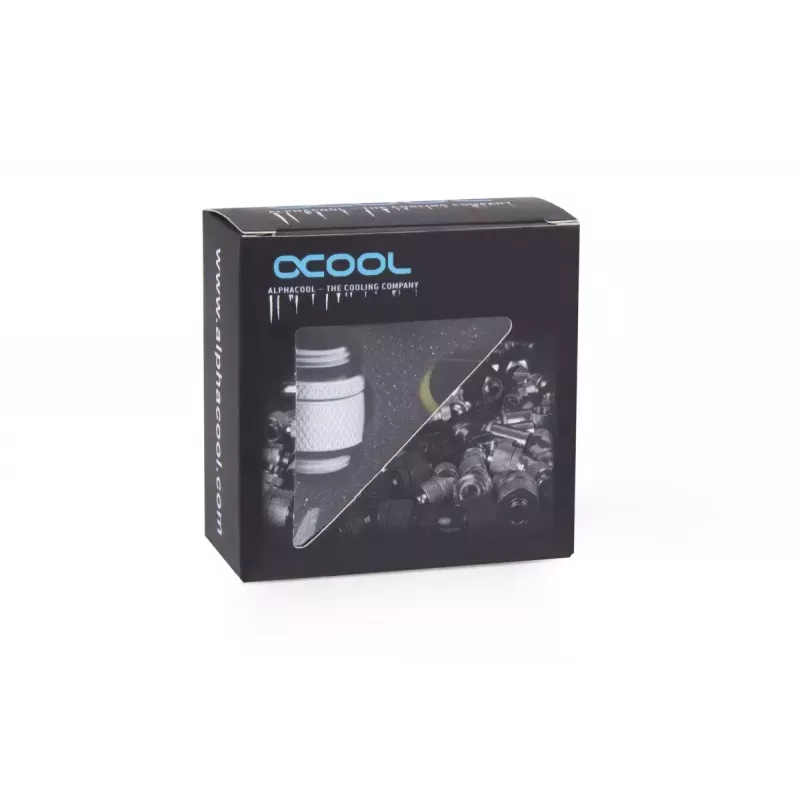 Alphacool Eiszapfen 17489 drehbarer Doppelnippel-Adapter G1/4 AG auf G1/4 AG, Messing, 22 mm, weiß