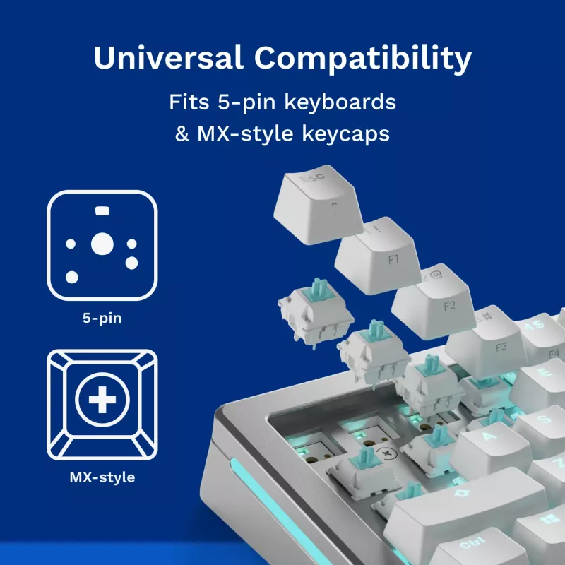 Tastatur-Schalter GLORIOUS Lynx Linear Mechanical Switches — 36 Stück, Polycarbonat, Cyan-transluzent