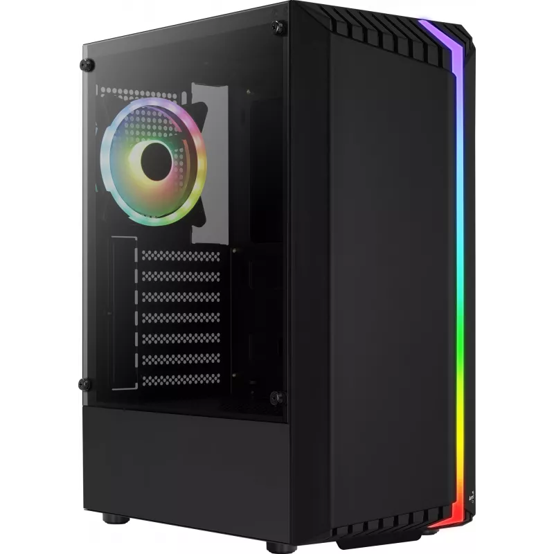 Aerocool Bionic V2 (PGS Bionic-G-BK-v2) Midi-Tower PC-Gehäuse, ATX, RGB, Hartglas, schwarz