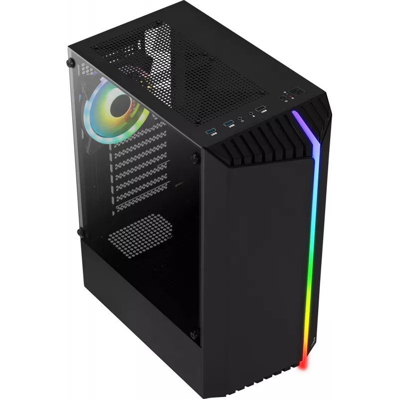 Aerocool Bionic V2 (PGS Bionic-G-BK-v2) Midi-Tower PC-Gehäuse, ATX, RGB, Hartglas, schwarz