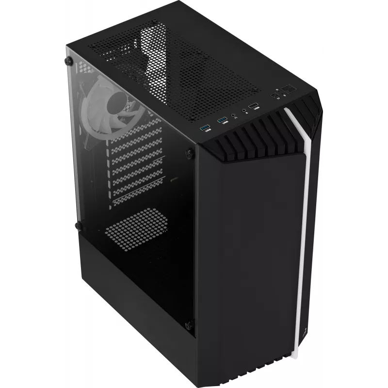 Aerocool Bionic V2 (PGS Bionic-G-BK-v2) Midi-Tower PC-Gehäuse, ATX, RGB, Hartglas, schwarz