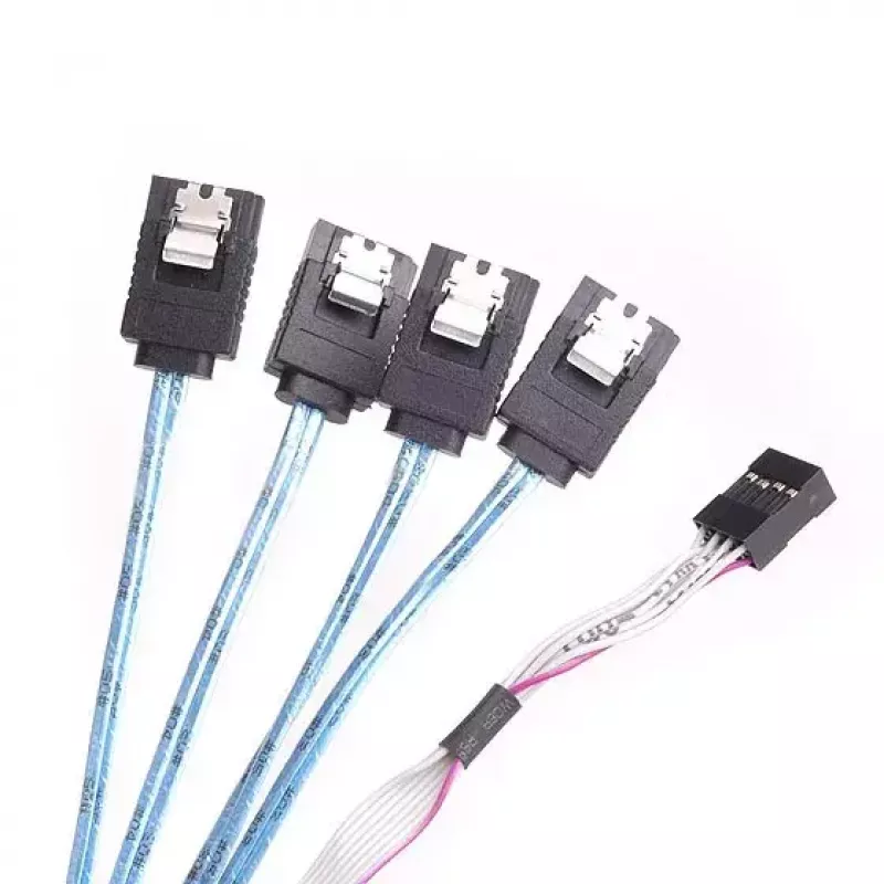 SilverStone SST-CPS05 Mini-SAS HD (SFF-8643) auf SATA-7-Pin-Kabel mit Sidebands, 4-Lane, SAS 12 Gbit/s, 0,5 m, schwarz