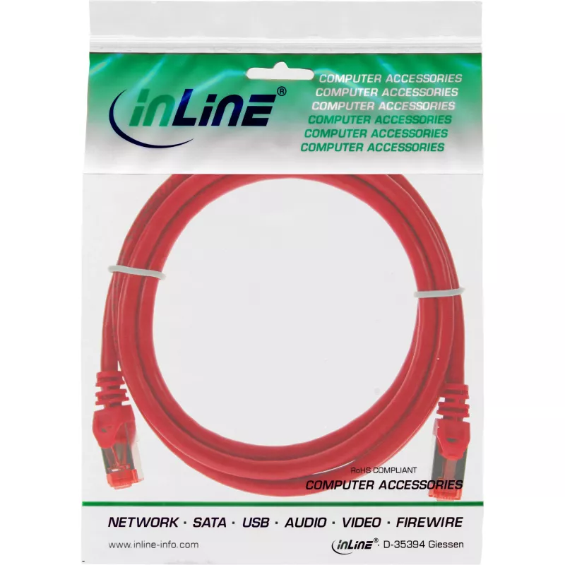 InLine Patchkabel S/FTP PiMF Cat.6 250 MHz PVC Kupfer rot 3 m