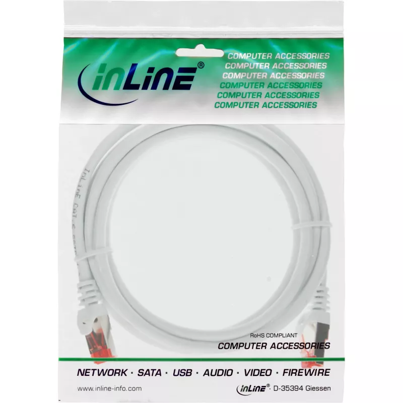 InLine Patchkabel S/FTP PiMF Kat.6 250MHz PVC Kupfer weiß 0,5m