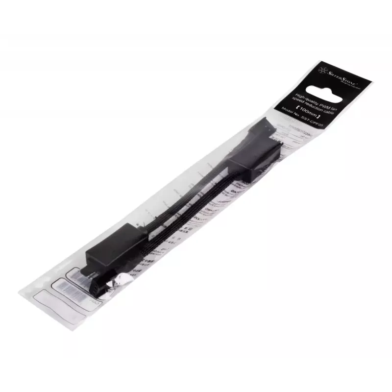 SilverStone SST-CPF05 PWM-Lüfterdrehzahl-Reduzierkabel, 10 cm, 2er-Pack, Schwarz