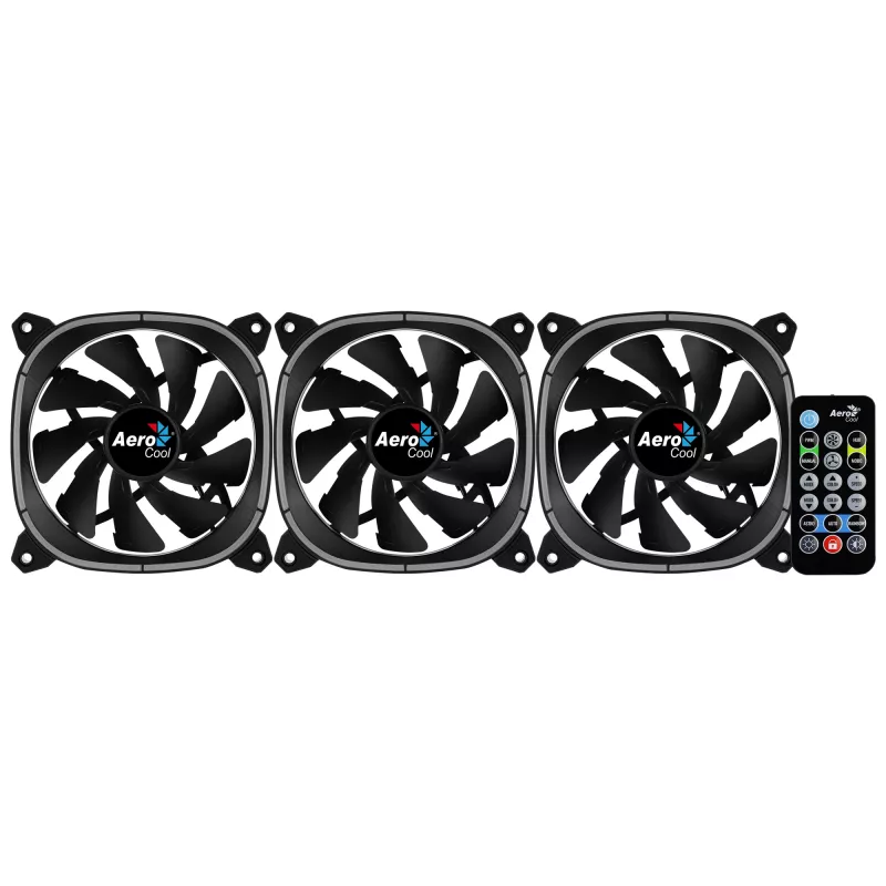 Aerocool ASTRO12PRO Kit 3 Lüfter PC 12cm LED RGB Antivibration Fernbedienung